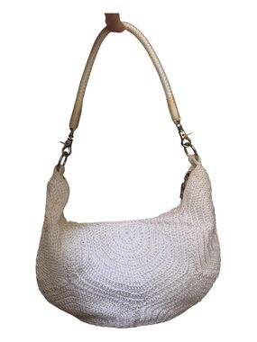 NWOT THE SAK WHITE HAND CROCHETED SHOULDER BAG W TWISTED HANDLE BOHO COASTAL
